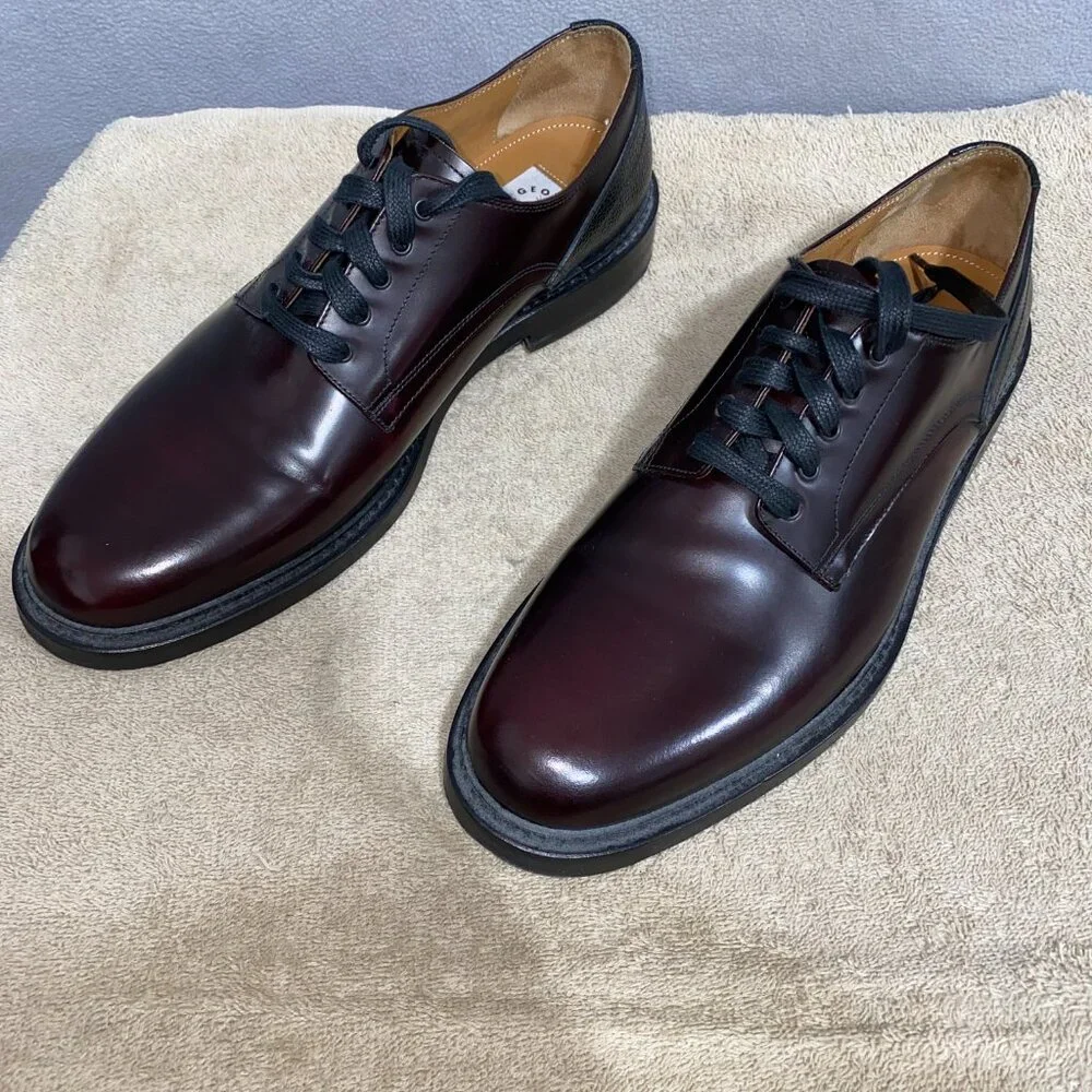 George Bilt Brown Men’s Burgundy Leather Lace-Up Oxfords Dress Shoes Size 9.5M - Picture 7 of 9